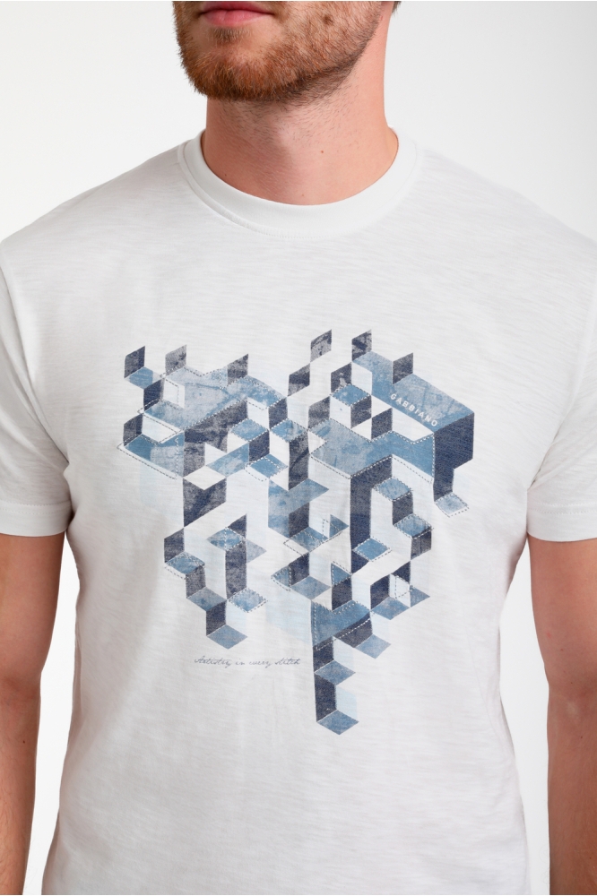 T SHIRT MET FRONTPRINT 155516 102 ecru